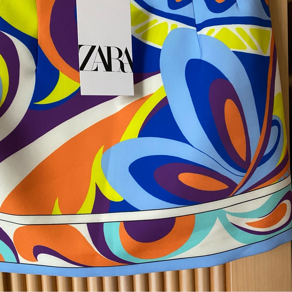 Zara paisley abstract printed mini skirt - Picture 6 of 16